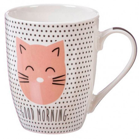 Tradineur - Taza de cerámica para té, infusiones, café, desayuno, apta para lavavajillas y microondas, regalo original (Gato, 30