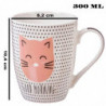 Tradineur - Taza de cerámica para té, infusiones, café, desayuno, apta para lavavajillas y microondas, regalo original (Gato, 30