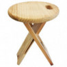 Tradineur - Taburete redondo plegable de madera con asa y reposapiés, estable y robusto, banqueta para jardín, balcón, terraza,