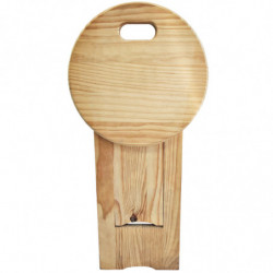 Tradineur - Taburete redondo plegable de madera con asa y reposapiés, estable y robusto, banqueta para jardín, balcón, terraza,