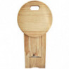 Tradineur - Taburete redondo plegable de madera con asa y reposapiés, estable y robusto, banqueta para jardín, balcón, terraza,