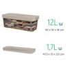 Tradineur - Jardinera de plástico con plato, modelo Piedra, polipropileno, tiesto, macetero, recipiente para plantas, fabricada