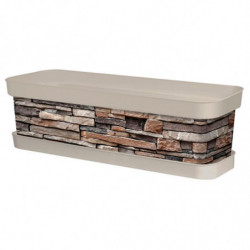 Tradineur - Jardinera de plástico con plato, modelo Piedra, polipropileno, tiesto, macetero, recipiente para plantas, fabricada