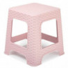 Tradineur - Taburete de plástico Rattan, imitación de mimbre, banqueta multiusos, cocina, salón, fabricado en España (Rosa palo