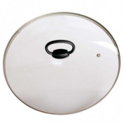 Tradineur - Tapa para olla de vidrio templado y acero inoxidable, incluye pomo plegable y válvula para salida de vapor, apta par