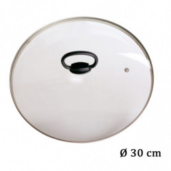 Tradineur - Tapa para olla de vidrio templado y acero inoxidable, incluye pomo plegable y válvula para salida de vapor, apta par