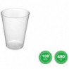 Tradineur - Pack de 100 vasos reutilizables de plástico, modelo Cubata, reciclables y extra resistentes, higiénicos, apilables -