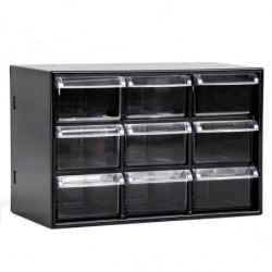 Tradineur - Organizador multiusos de plástico, 9 cajones, clasificador apilable, tornillos, tuercas, botones, piezas pequeñas, b