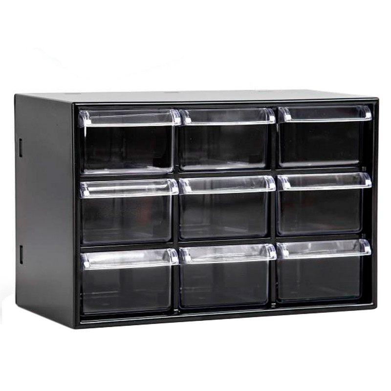 Tradineur - Organizador multiusos de plástico, 9 cajones, clasificador apilable, tornillos, tuercas, botones, piezas pequeñas, b Tradineur - Organizador multiusos de plástico, 9 cajones, clasificador apilable, tornillos, tuercas, botones, piezas pequeñas, b