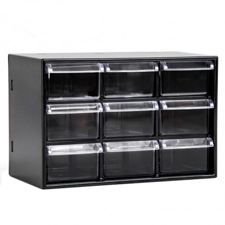 Tradineur - Organizador multiusos de plástico, 9 cajones, clasificador apilable, tornillos, tuercas, botones, piezas pequeñas, b