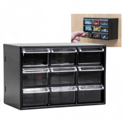 Tradineur - Organizador multiusos de plástico, 9 cajones, clasificador apilable, tornillos, tuercas, botones, piezas pequeñas, b
