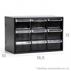 Tradineur - Organizador multiusos de plástico, 9 cajones, clasificador apilable, tornillos, tuercas, botones, piezas pequeñas, b