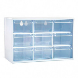 Tradineur - Organizador multiusos de plástico, 9 cajones, clasificador apilable, tornillos, tuercas, botones, piezas pequeñas, b