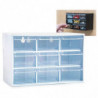Tradineur - Organizador multiusos de plástico, 9 cajones, clasificador apilable, tornillos, tuercas, botones, piezas pequeñas, b