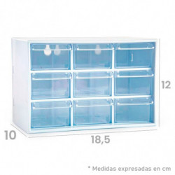 Tradineur - Organizador multiusos de plástico, 9 cajones, clasificador apilable, tornillos, tuercas, botones, piezas pequeñas, b