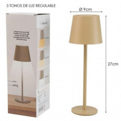 Tradineur - Lámpara LED táctil regulable, 3 tonos luz, intensidad ajustable, USB-C, batería recargable, inalámbrica, portátil, s