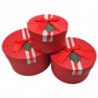 Tradineur - Set de 3 cajas de regalo redondas con lazo, cartón, 3 tamaños distintos, cajas decorativas con tapa, presentación, c