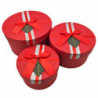 Tradineur - Set de 3 cajas de regalo redondas con lazo, cartón, 3 tamaños distintos, cajas decorativas con tapa, presentación, c