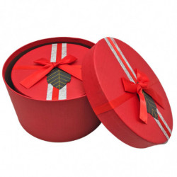 Tradineur - Set de 3 cajas de regalo redondas con lazo, cartón, 3 tamaños distintos, cajas decorativas con tapa, presentación, c