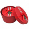 Tradineur - Set de 3 cajas de regalo redondas con lazo, cartón, 3 tamaños distintos, cajas decorativas con tapa, presentación, c
