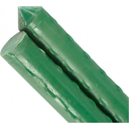 Tradineur - Varilla, tutor de acero plastificado para plantas, soporte, estaca, guía para tomates, judías (Verde - 1,1 x 150 cm)