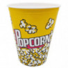 Tradineur - Cubo de palomitas de plástico, recipiente reutilizable para cine en casa, fiestas, celebraciones (Amarillo - 18 x 14
