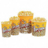 Tradineur - Cubo de palomitas de plástico, recipiente reutilizable para cine en casa, fiestas, celebraciones (Amarillo - 18 x 14