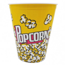 Tradineur - Cubo de palomitas de plástico, recipiente reutilizable para cine en casa, fiestas, celebraciones (Amarillo - 18 x 14