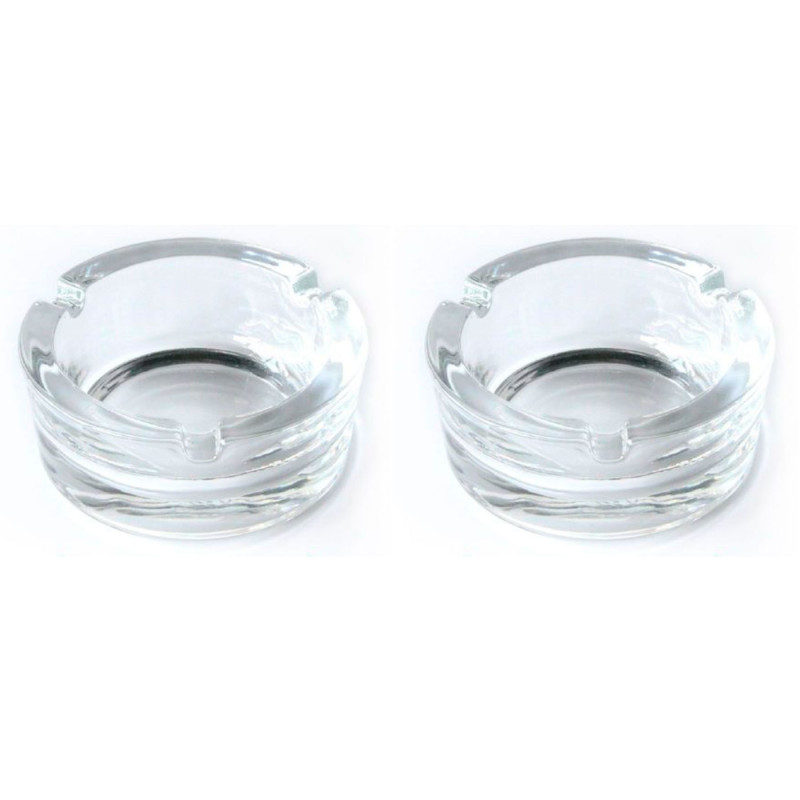 Tradineur - Pack de 2 ceniceros redondos de cristal, cuencos, recipientes con muescas para cigarrillos, uso interior y exterior, Tradineur - Pack de 2 ceniceros redondos de cristal, cuencos, recipientes con muescas para cigarrillos, uso interior y exterior,