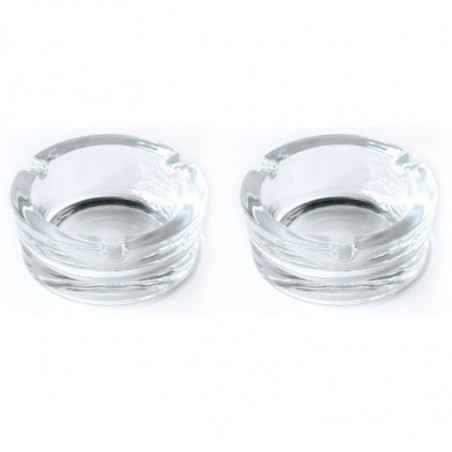 Tradineur - Pack de 2 ceniceros redondos de cristal, cuencos, recipientes con muescas para cigarrillos, uso interior y exterior,