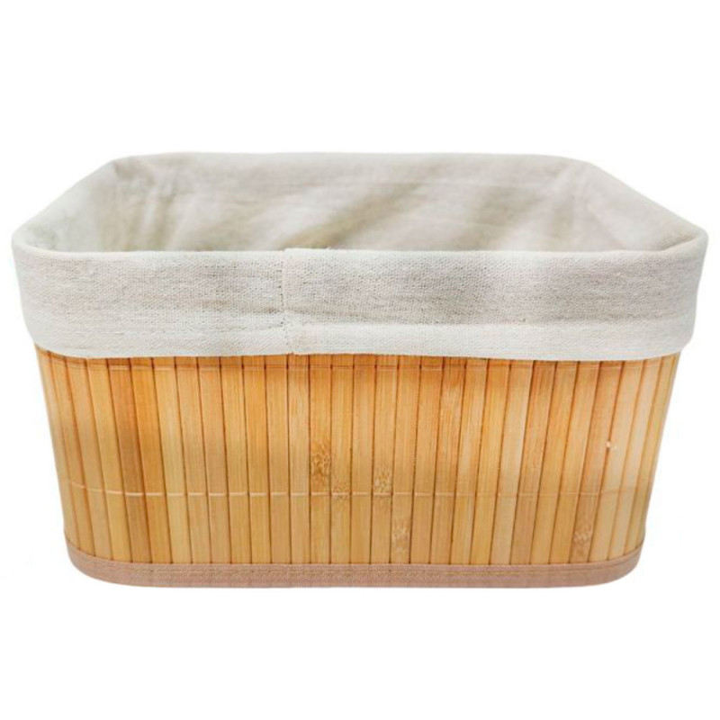 Tradineur - Cesta rectangular de bambú, incluye forro interior de tela extraíble y lavable, ligera, organización del hogar (Colo Tradineur - Cesta rectangular de bambú, incluye forro interior de tela extraíble y lavable, ligera, organización del hogar (Colo