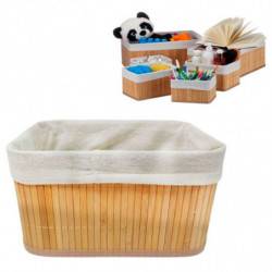 Tradineur - Cesta rectangular de bambú, incluye forro interior de tela extraíble y lavable, ligera, organización del hogar (Colo