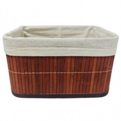 Tradineur - Cesta rectangular de bambú, incluye forro interior de tela extraíble y lavable, ligera, organización del hogar (Colo