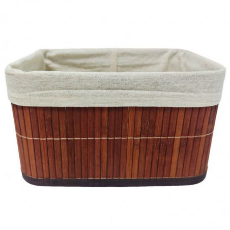 Tradineur - Cesta rectangular de bambú, incluye forro interior de tela extraíble y lavable, ligera, organización del hogar (Colo