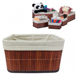 Tradineur - Cesta rectangular de bambú, incluye forro interior de tela extraíble y lavable, ligera, organización del hogar (Colo