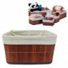 Tradineur - Cesta rectangular de bambú, incluye forro interior de tela extraíble y lavable, ligera, organización del hogar (Colo