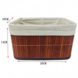 Tradineur - Cesta rectangular de bambú, incluye forro interior de tela extraíble y lavable, ligera, organización del hogar (Colo