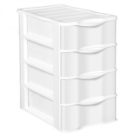 Tradineur - Cajonera de plástico A4, modelo Wagon, 4 cajones, torre almacenaje multiusos, oficina, hogar, fabricada en España (B