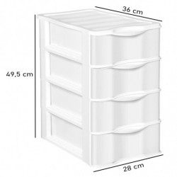 Tradineur - Cajonera de plástico A4, modelo Wagon, 4 cajones, torre almacenaje multiusos, oficina, hogar, fabricada en España (B