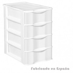 Tradineur - Cajonera de plástico A4, modelo Wagon, 4 cajones, torre almacenaje multiusos, oficina, hogar, fabricada en España (B