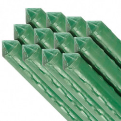 Tradineur - Pack de 12 tutores de acero plastificado para plantas, varillas, soportes, estacas, guías para tomates, judías (Verd