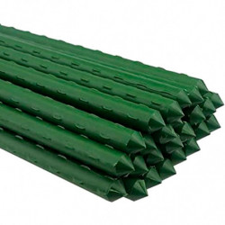 Tradineur - Pack de 12 tutores de acero plastificado para plantas, varillas, soportes, estacas, guías para tomates, judías (Verd