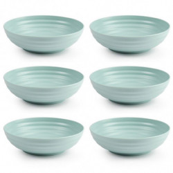 Tradineur - Pack de 6 platos hondos de plástico, reutilizables y reciclables, aptos para uso alimentario, microondas y congelado