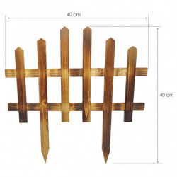 Tradineur - Pack de 6 vallas de madera decorativas de jardín, borde para césped, plantas, flores, decoración de exterior (Marrón