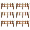 Tradineur - Pack de 6 vallas de madera decorativas de jardín, borde para césped, plantas, flores, decoración de exterior (Marrón