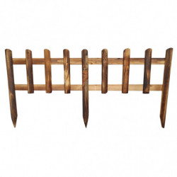 Tradineur - Pack de 6 vallas de madera decorativas de jardín, borde para césped, plantas, flores, decoración de exterior (Marrón