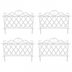 Tradineur - Pack de 4 vallas de plástico decorativas de jardín, borde para césped, plantas, flores, decoración de exterior (Blan