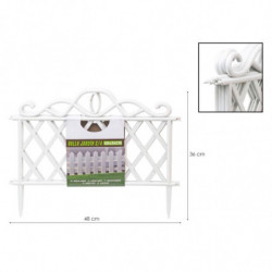Tradineur - Pack de 4 vallas de plástico decorativas de jardín, borde para césped, plantas, flores, decoración de exterior (Blan