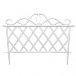 Tradineur - Pack de 4 vallas de plástico decorativas de jardín, borde para césped, plantas, flores, decoración de exterior (Blan