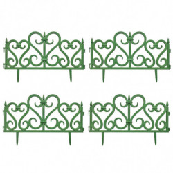 Tradineur - Pack de 4 vallas de plástico decorativas de jardín, borde para césped, plantas, flores, decoración de exterior (Verd